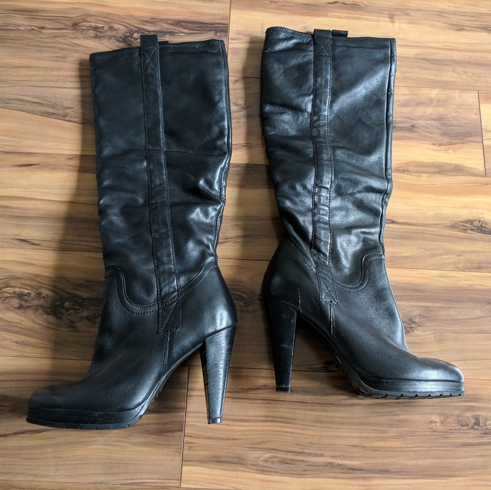 Black leather boots